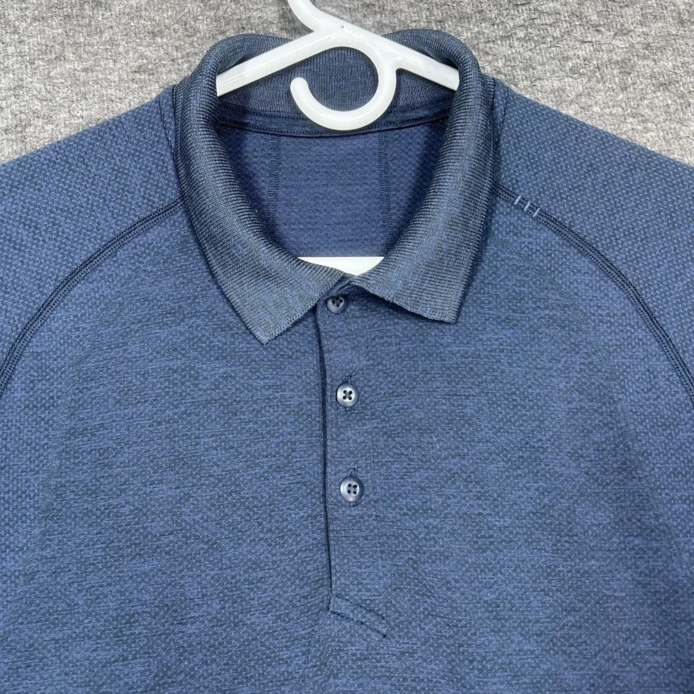 Lululemon Metal Vent Tech Polo Shirt Men's M Blue Stretch Lightweight Golf - Picture 2 of 13